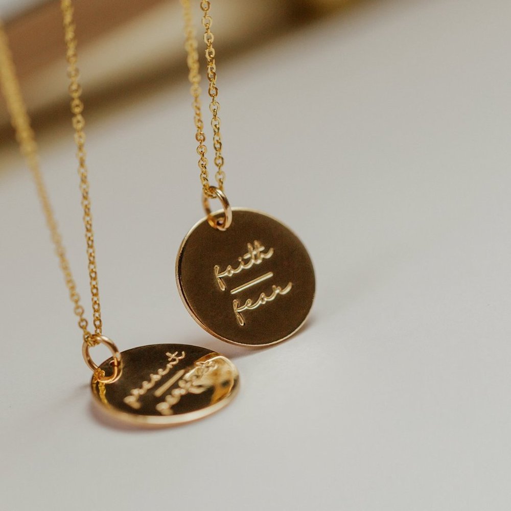 Faith | Fear Spiritual Peace Mantra Charm Necklace - Picture 9 of 15